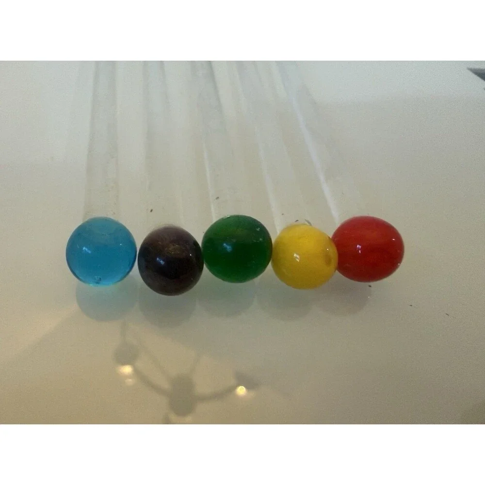 5 Murano Style Hand Blown Glass Dolphin Cocktail Stirrer Swizzle Stick Vintage